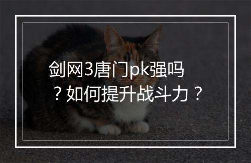 剑网3唐门pk强吗？如何提升战斗力？