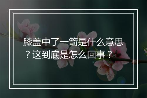 膝盖中了一箭是什么意思？这到底是怎么回事？