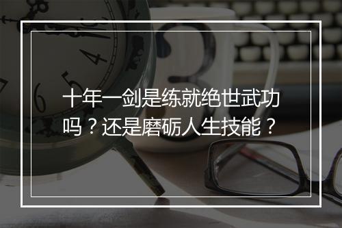 十年一剑是练就绝世武功吗？还是磨砺人生技能？
