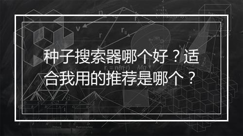 种子搜索器哪个好？适合我用的推荐是哪个？
