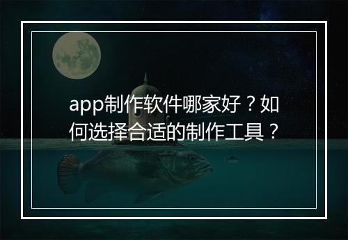 app制作软件哪家好？如何选择合适的制作工具？