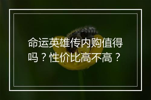 命运英雄传内购值得吗？性价比高不高？