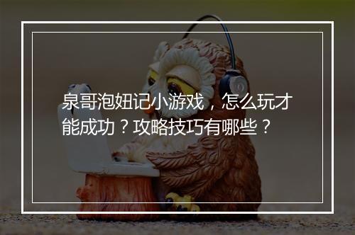 泉哥泡妞记小游戏，怎么玩才能成功？攻略技巧有哪些？