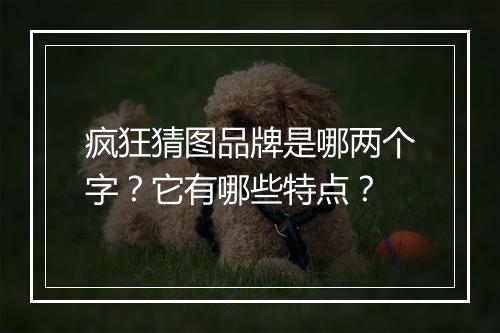 疯狂猜图品牌是哪两个字？它有哪些特点？
