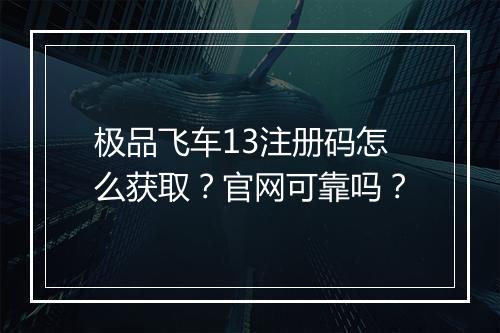极品飞车13注册码怎么获取？官网可靠吗？