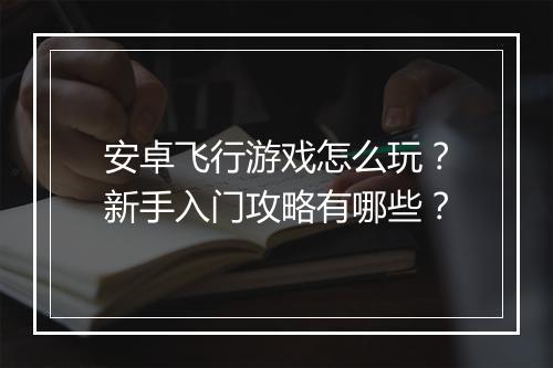 安卓飞行游戏怎么玩？新手入门攻略有哪些？