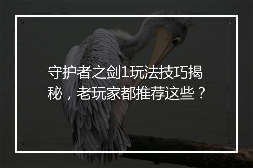 守护者之剑1玩法技巧揭秘，老玩家都推荐这些？