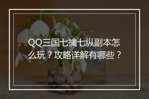 QQ三国七擒七纵副本怎么玩？攻略详解有哪些？