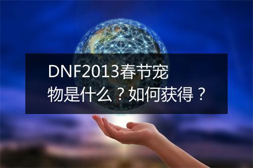 DNF2013春节宠物是什么？如何获得？