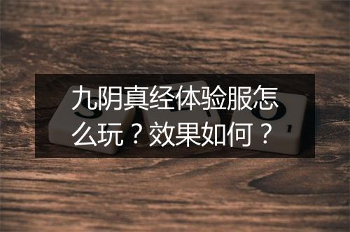 九阴真经体验服怎么玩？效果如何？