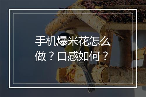 手机爆米花怎么做？口感如何？