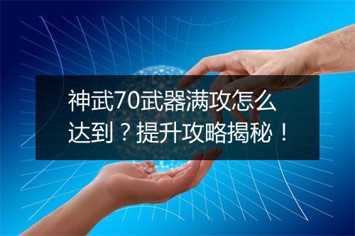 神武70武器满攻怎么达到？提升攻略揭秘！