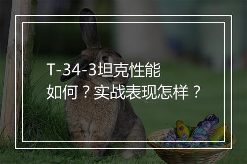 T-34-3坦克性能如何？实战表现怎样？