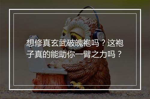 想修真玄武破魄袍吗？这袍子真的能助你一臂之力吗？