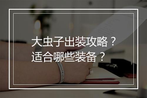 大虫子出装攻略？适合哪些装备？