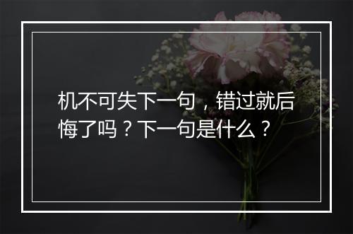 机不可失下一句，错过就后悔了吗？下一句是什么？