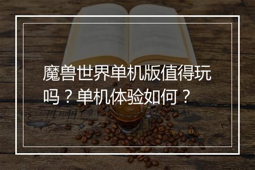 魔兽世界单机版值得玩吗？单机体验如何？