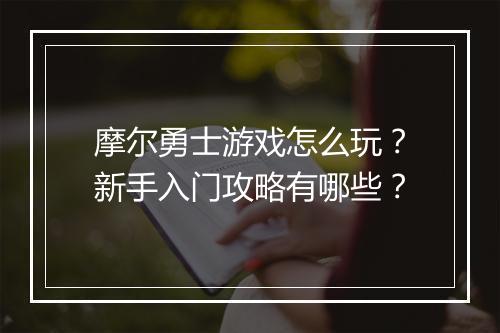 摩尔勇士游戏怎么玩？新手入门攻略有哪些？