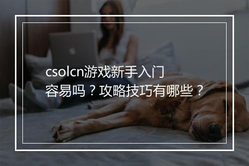 csolcn游戏新手入门容易吗？攻略技巧有哪些？