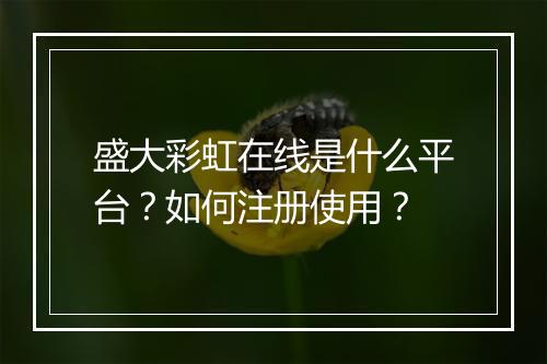 盛大彩虹在线是什么平台？如何注册使用？