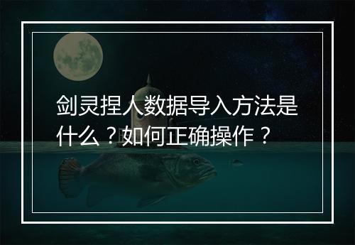 剑灵捏人数据导入方法是什么？如何正确操作？