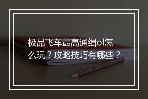 极品飞车最高通缉ol怎么玩？攻略技巧有哪些？