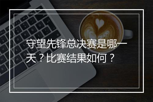 守望先锋总决赛是哪一天？比赛结果如何？
