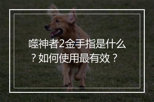 噬神者2金手指是什么？如何使用最有效？