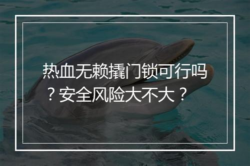 热血无赖撬门锁可行吗？安全风险大不大？