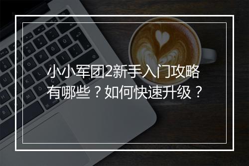 小小军团2新手入门攻略有哪些？如何快速升级？