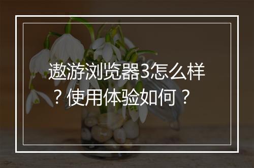 遨游浏览器3怎么样？使用体验如何？