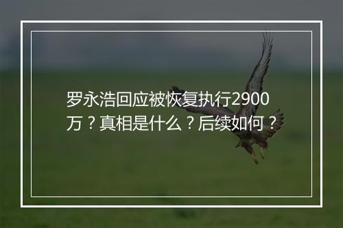 罗永浩回应被恢复执行2900万？真相是什么？后续如何？