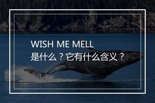 WISH ME MELL是什么？它有什么含义？