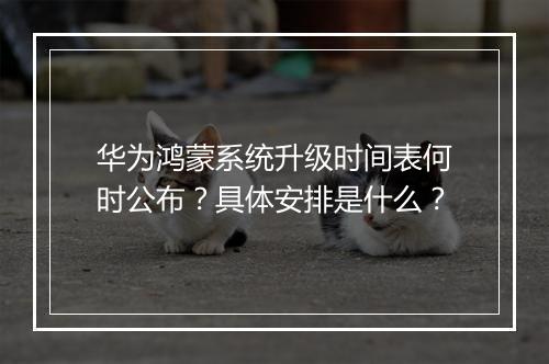 华为鸿蒙系统升级时间表何时公布？具体安排是什么？