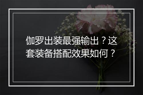 伽罗出装最强输出？这套装备搭配效果如何？