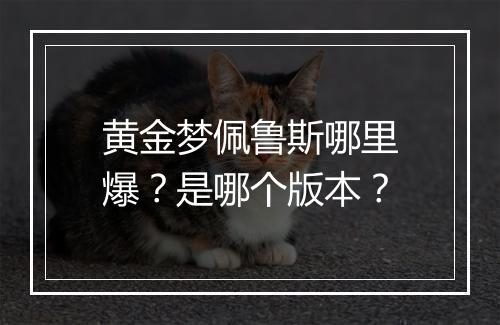黄金梦佩鲁斯哪里爆？是哪个版本？