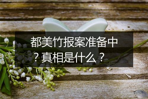 都美竹报案准备中？真相是什么？
