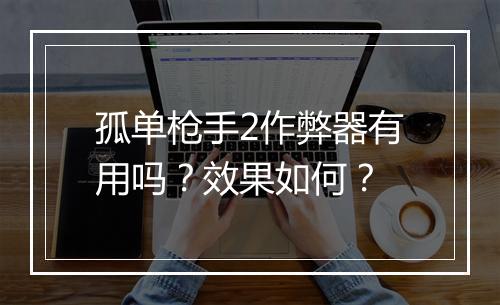 孤单枪手2作弊器有用吗？效果如何？
