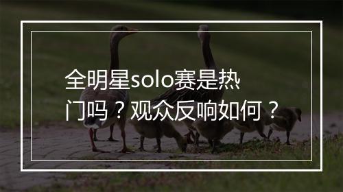 全明星solo赛是热门吗？观众反响如何？