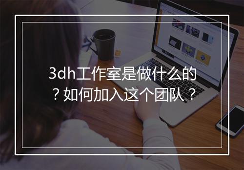 3dh工作室是做什么的？如何加入这个团队？