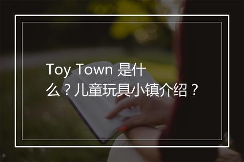 Toy Town 是什么？儿童玩具小镇介绍？