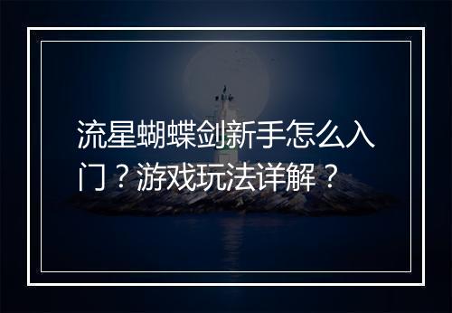 流星蝴蝶剑新手怎么入门？游戏玩法详解？