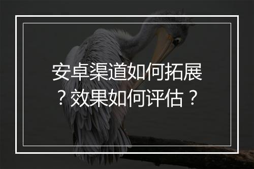安卓渠道如何拓展？效果如何评估？