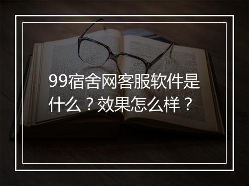 99宿舍网客服软件是什么？效果怎么样？
