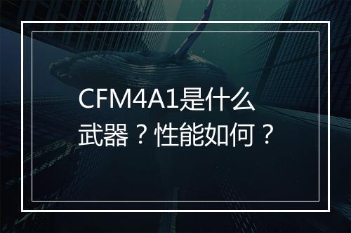 CFM4A1是什么武器？性能如何？