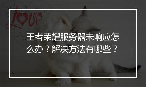 王者荣耀服务器未响应怎么办？解决方法有哪些？