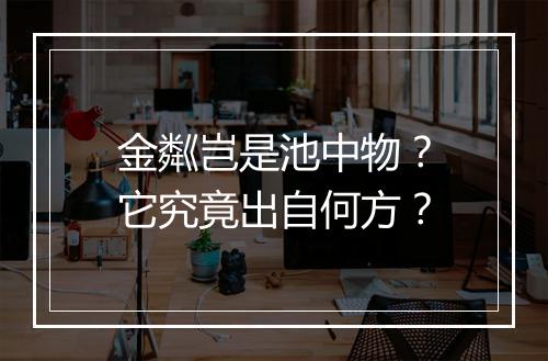 金粼岂是池中物？它究竟出自何方？
