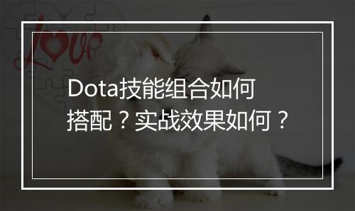 Dota技能组合如何搭配？实战效果如何？