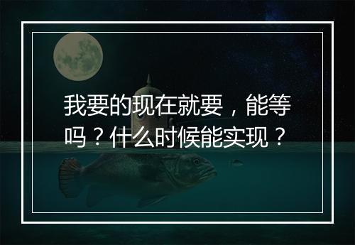 我要的现在就要，能等吗？什么时候能实现？