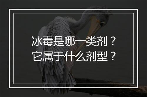 冰毒是哪一类剂？它属于什么剂型？